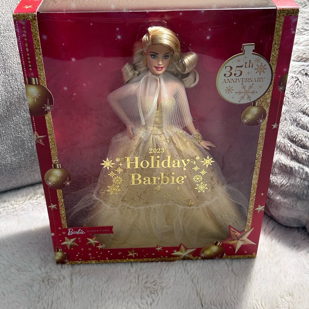 Mattel Holiday Barbie 2023 Collector Doll - Gold & Red Box - Picture 2 of 7